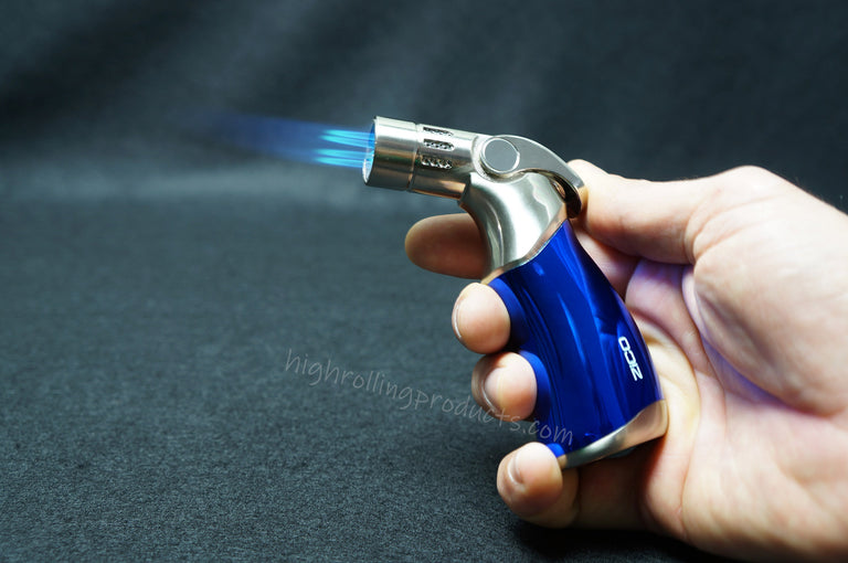 Zico MT-23 Butane Refillable Adjustable Quad Flame Torch Lighter (Blue color)