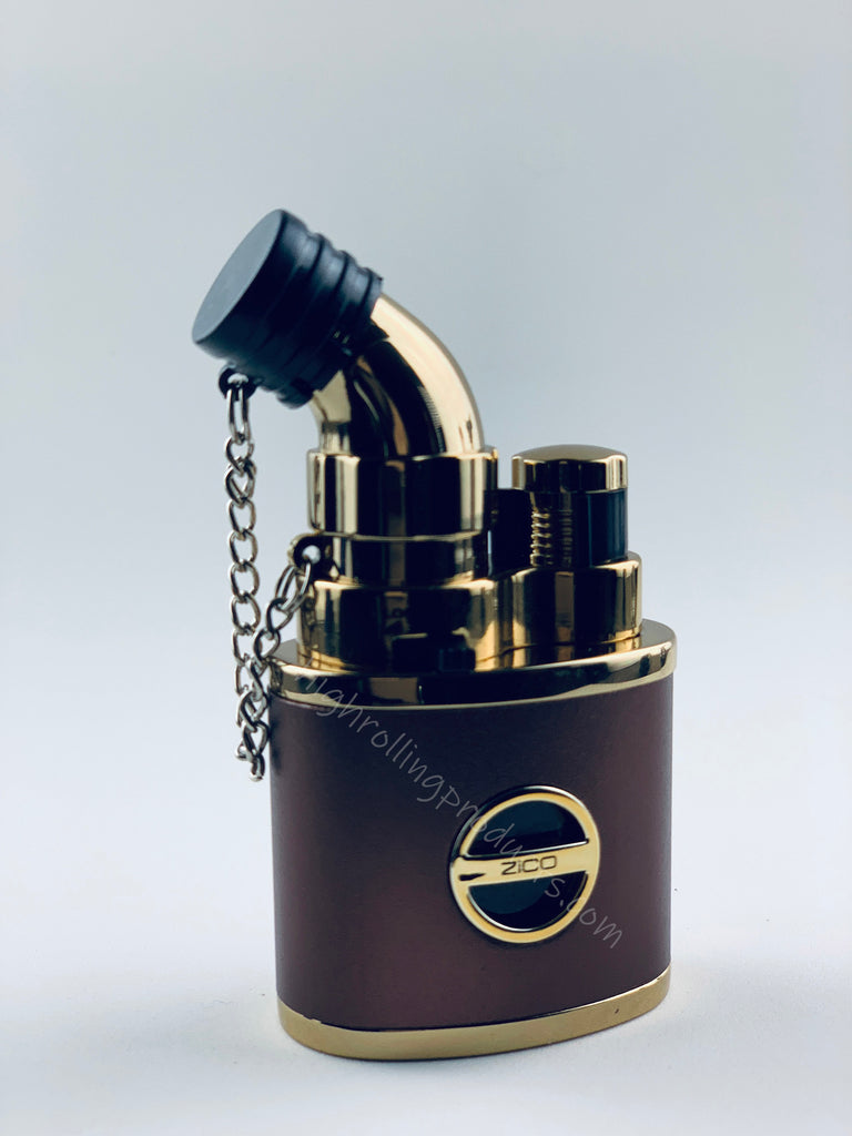 Zico MT-15 Butane Refillable Adjustable Single Flame Torch Lighter (Gold-Brown color)